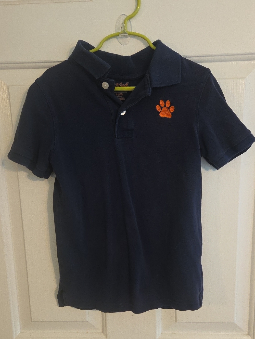 Cat & Jack Navy Polo with Orange Paw Accent